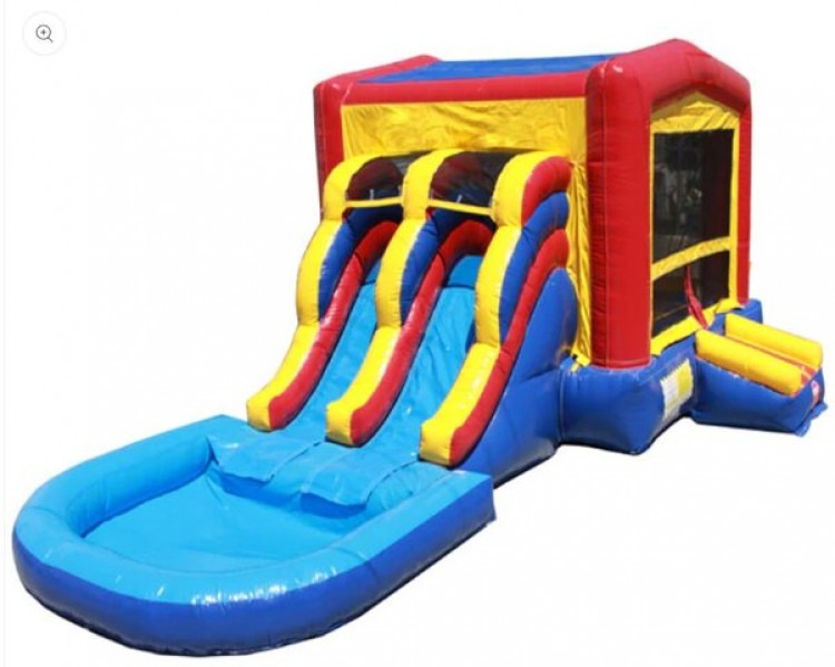 Rainbow Castle Bounce House W/ Slide